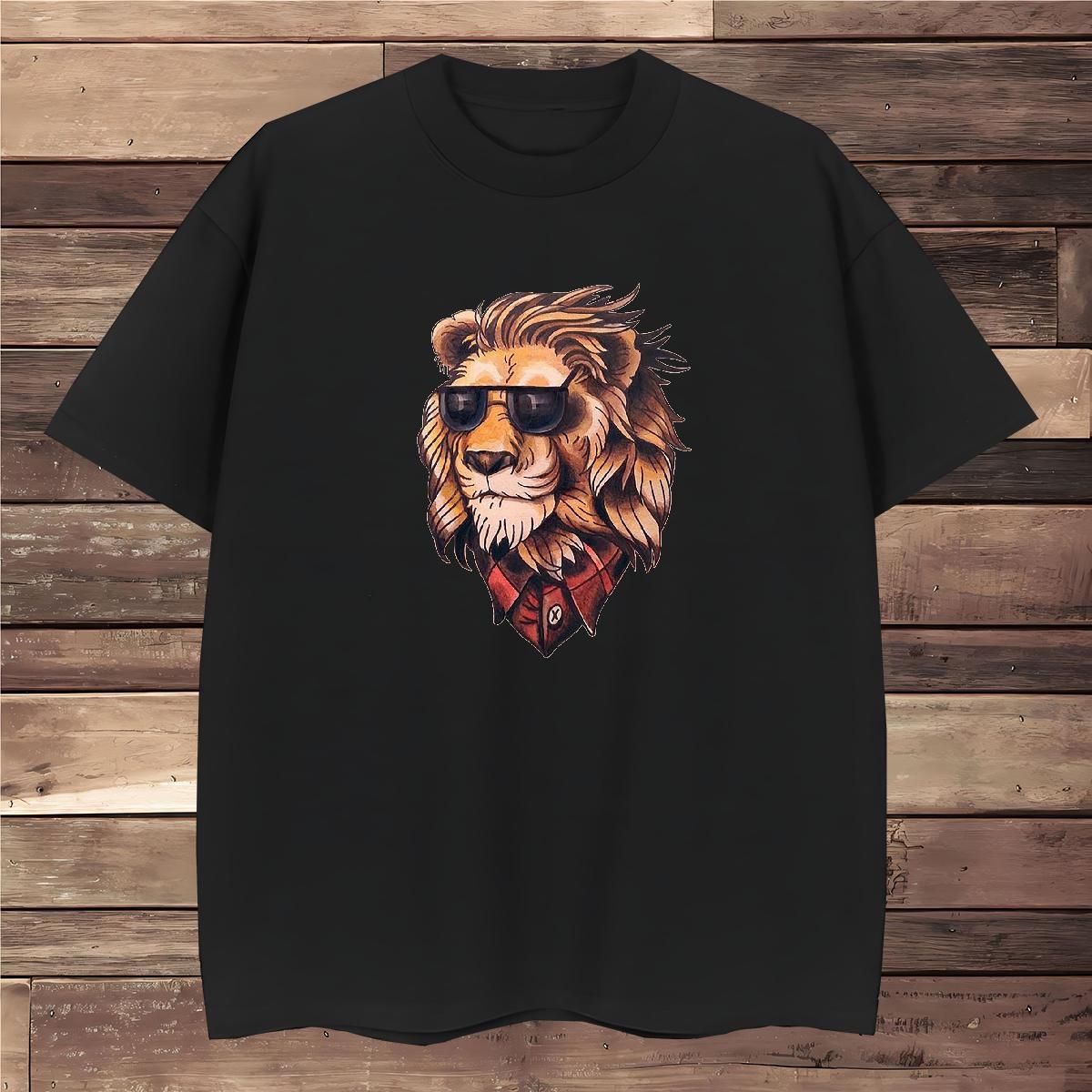 Mens T Shirts 230g Pure Cotton lion Beach Breathable Soft DIY Men Tees Stylist Brand Tee Shirt