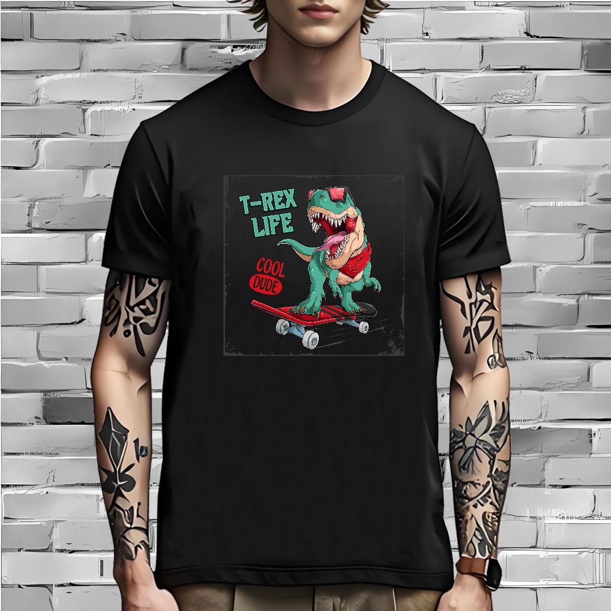 Designer T-Shirts dinosaur Breathable Soft Street Wear DIY Printed 230g 100% Cotton Men Tops Tees Classic Clothes