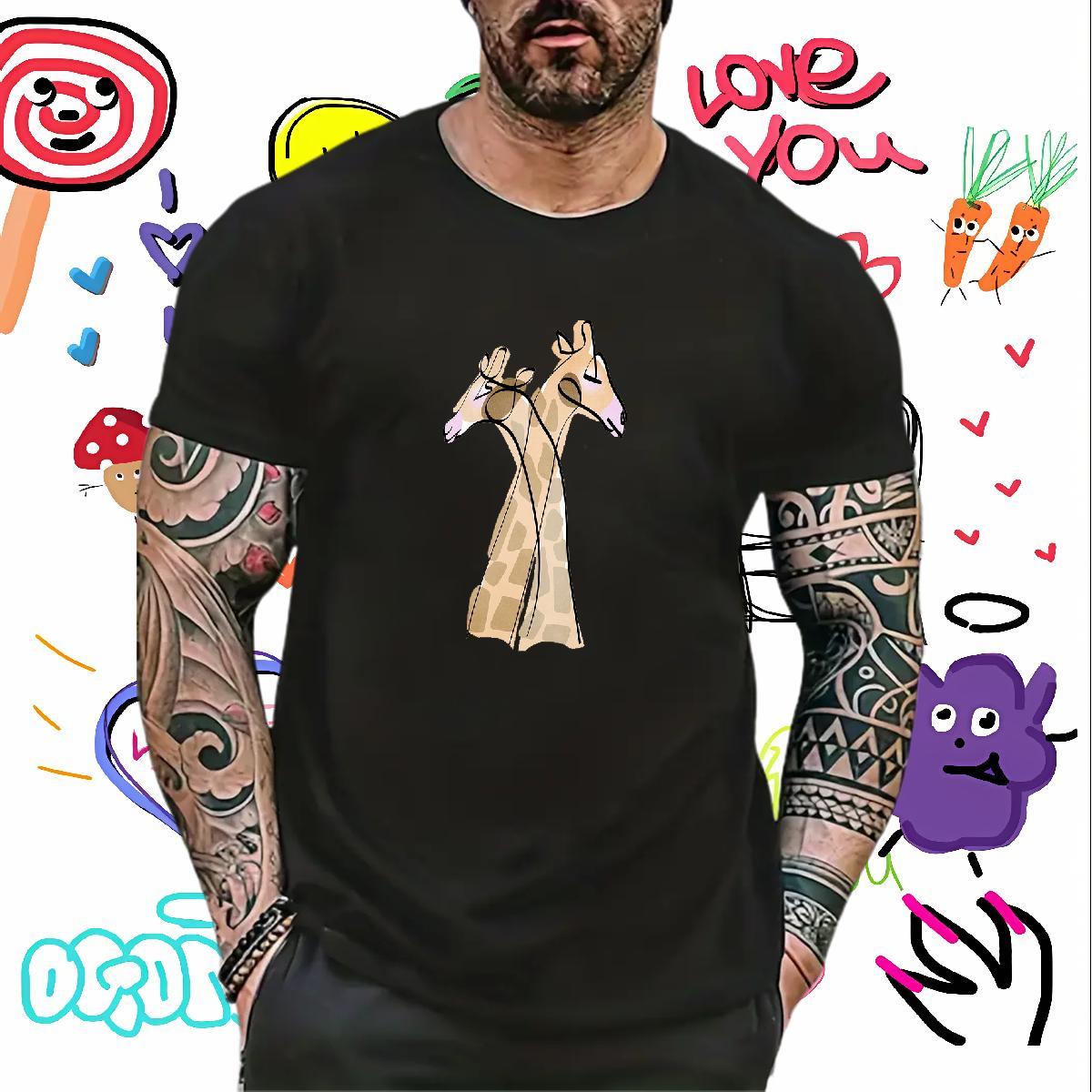 Designer T Shirts Men Deer Pure Cotton Outdoor Custom Cartoon 230g 100% Cotton Men Tshirts Factory Direct Polos