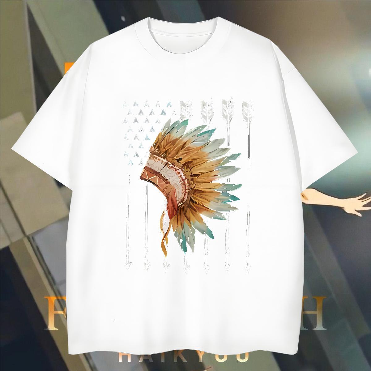 T-Shirts for Men 230g 100% Cotton Indian style Casual Breathable Short Sleeve Floral Print Tshirts Stylist Brand Tops Shirt