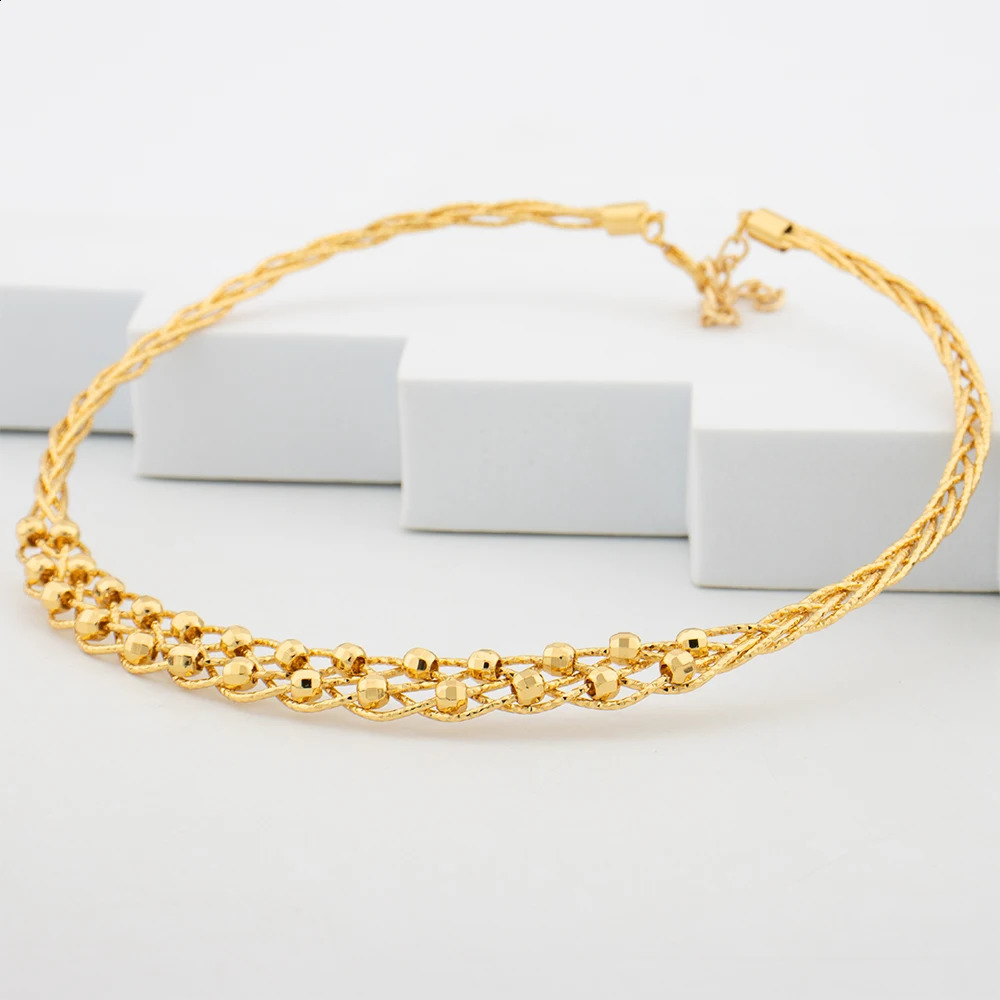 Bohemian Gold Color Pendant Earrings Necklace Bangle Ring Dubai Set Italian Fashion Womens Bride Wedding Party Gift Accessories 240813