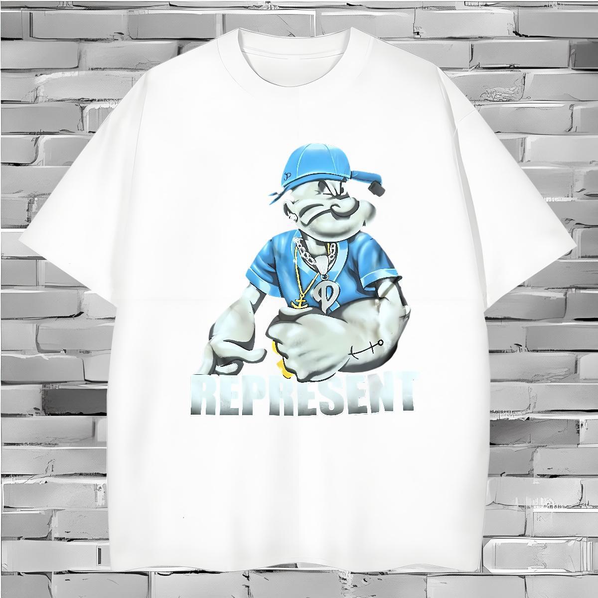 T-Shirts for Men 230g Pure Cotton rabbit Home Outdoor Round Neck Short Sleeve Custom Anime Couples T Shirts DIY Customized Cool Design Clothings