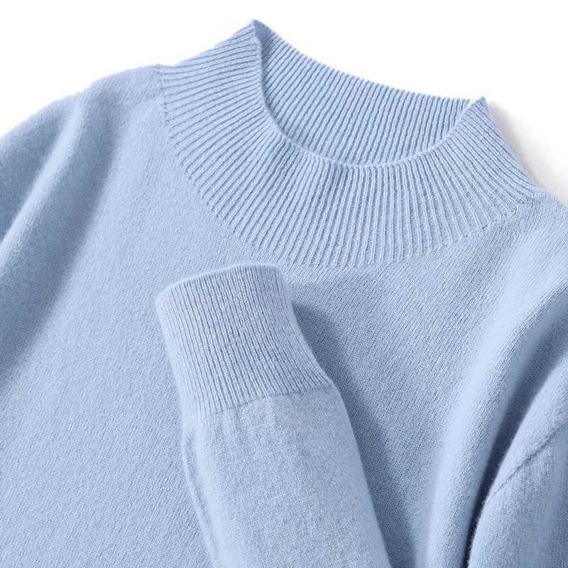 S-XXXL mens knitted semi high neck sweater casual and comfortable mens sleeping traction sweater hot selling pure woolW240729