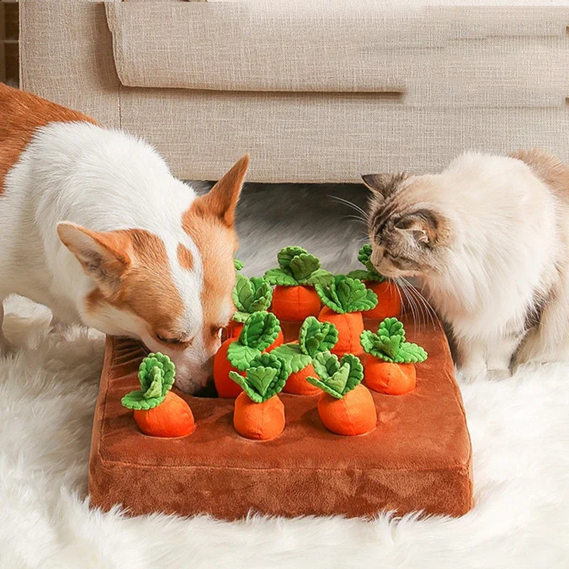 Dog Toys Snuffle Mat for Pet Plush Carrot Toy Mat Innovative Plush Vegetable Field Pull Radish Plush Carrot Dog Interactive Toys 240812