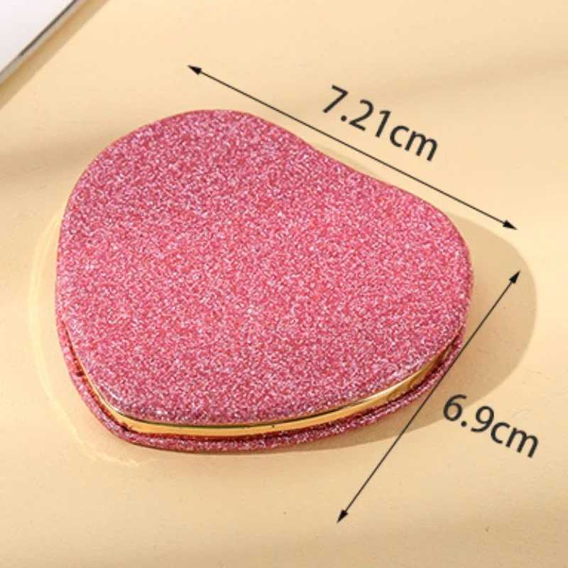 Heart shaped makeup mirror cute little mirror for girls portable student folding mirror beauty tool handheld W240813