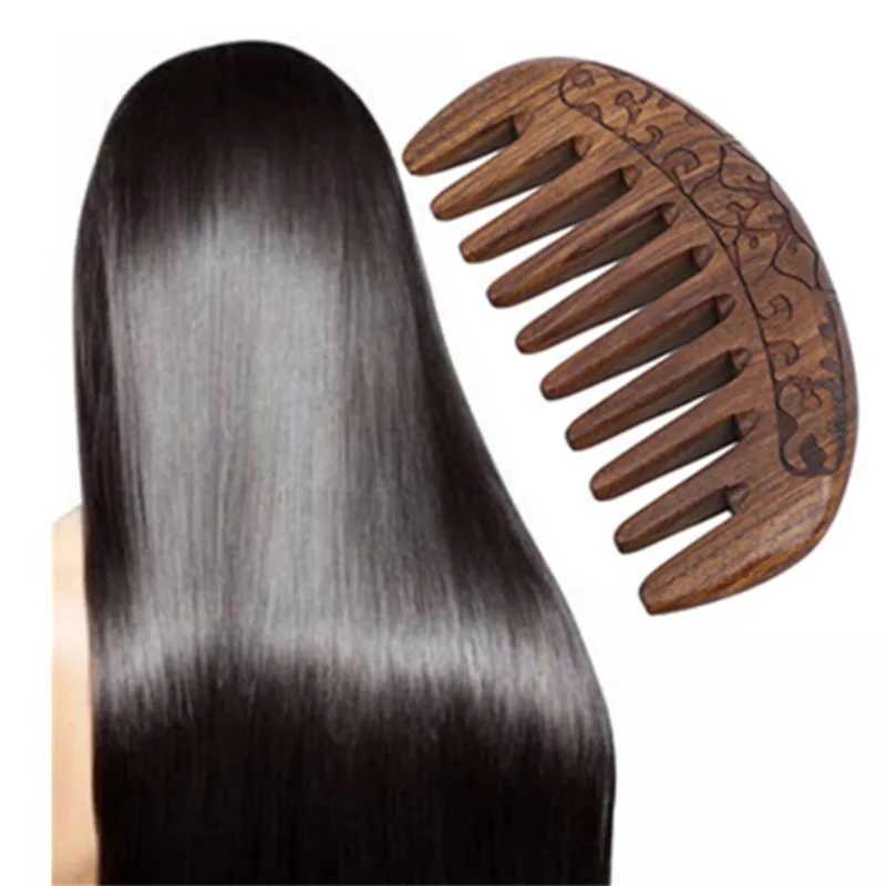 Wooden Bag Natural Black Gold Sandalwood Ultra Narrow Teeth Anti-Static Lice Beard Comb Hair Styg Tool W240813