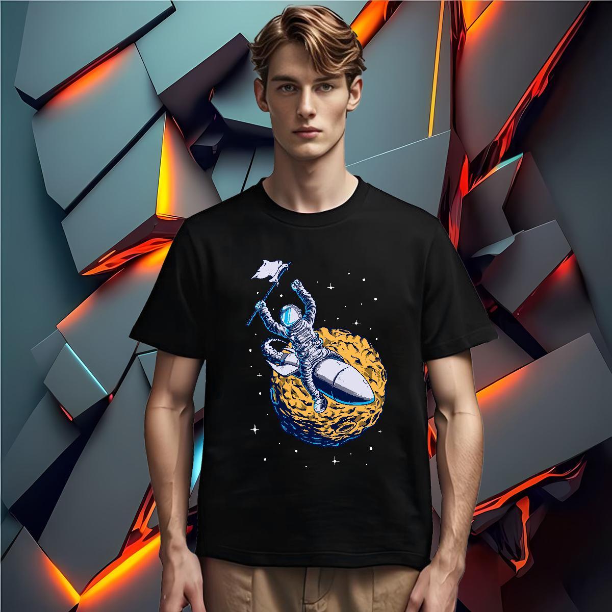 Mens T Shirts 230g Pure Cotton spaceship Street wear Hip Hop Breathable Soft Anime Tshirts Factory Direct Loose Tees Shirts