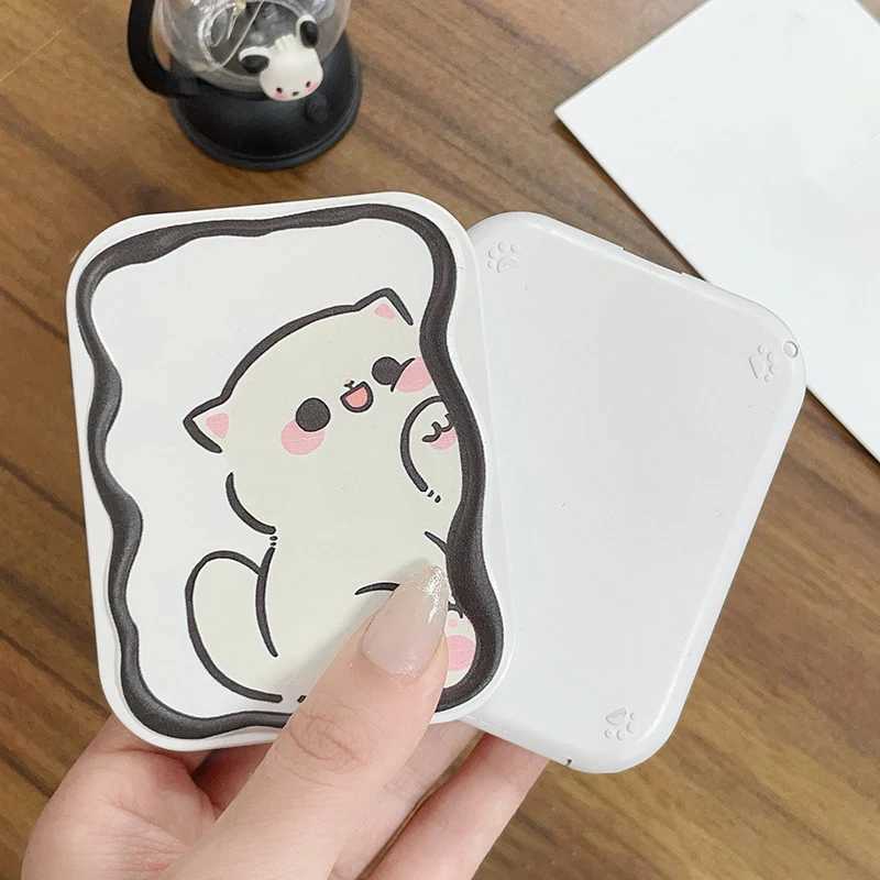 Cartoon cat folding handheld mirror makeup mirror portable creative with comb suitable for girls holding mirrors W240813