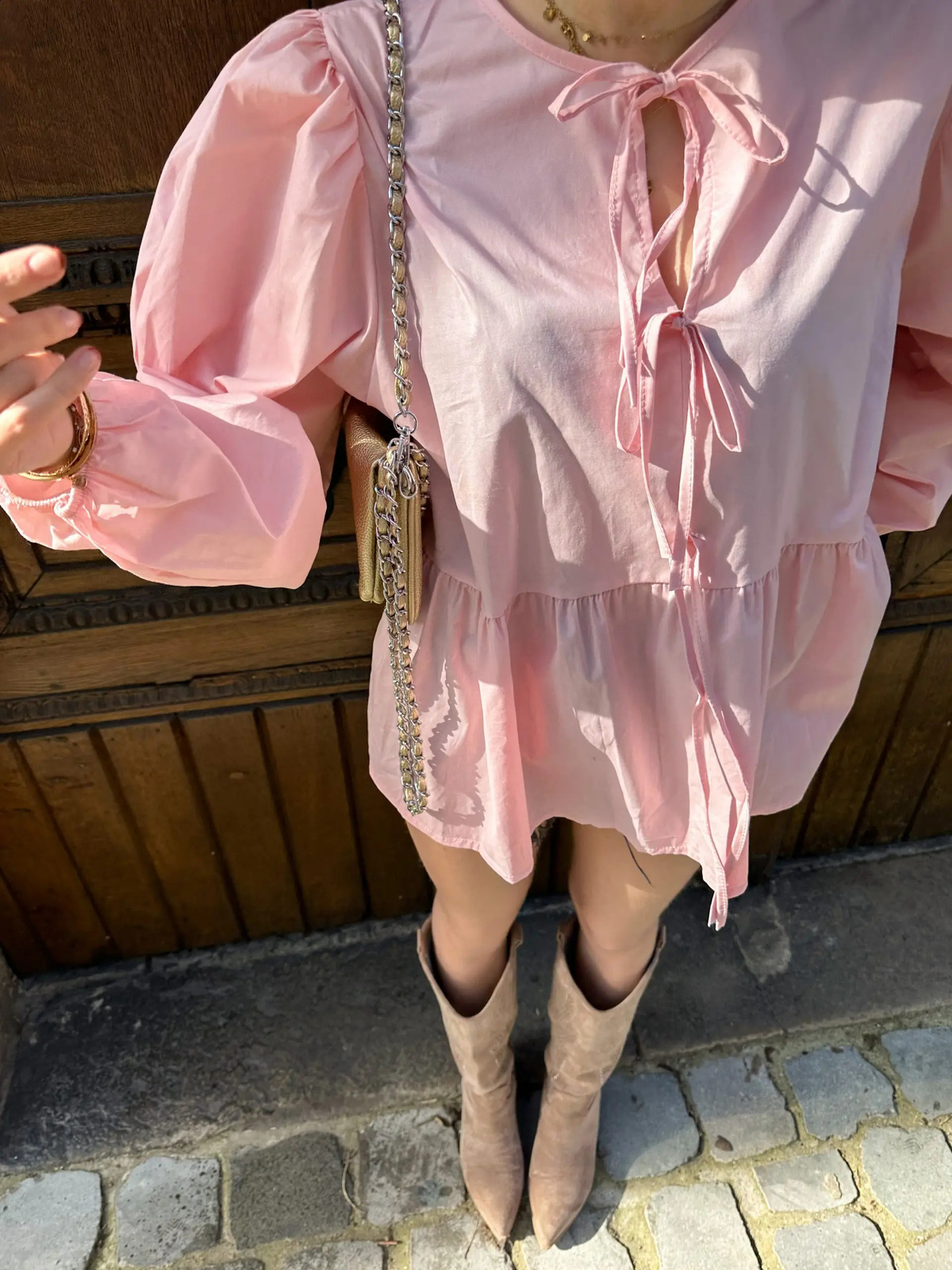 Womens lace front shirt summer stripes loose fit round neck long fluffy sleeves elegant office womens floral top 240814