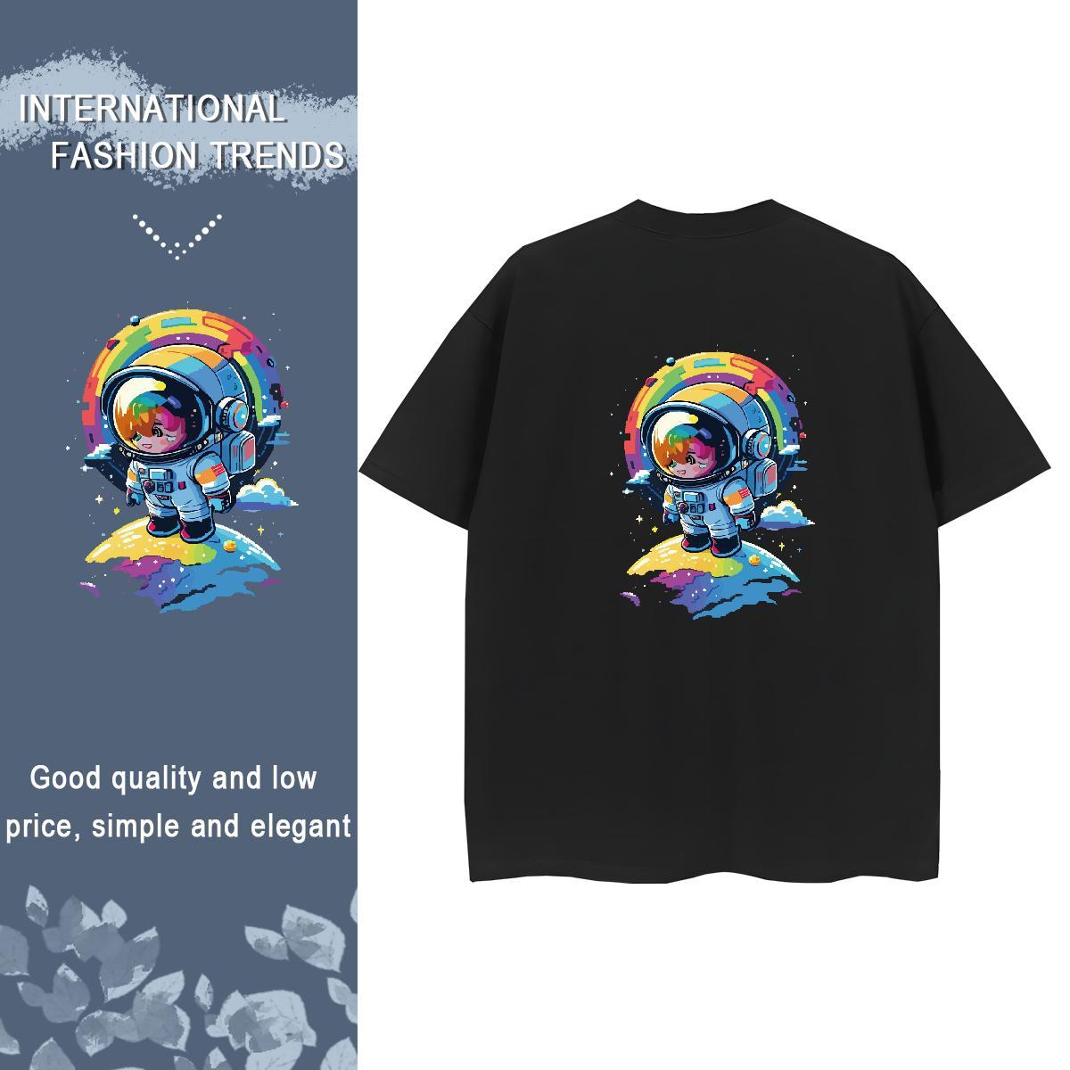 T-Shirts for Men 230g Cotton universe Summer Casual Breathable Floral Print Men Tshirts Fashion New Cool Tops Shirt