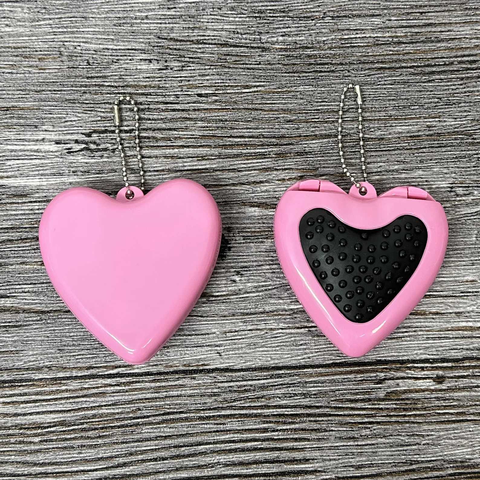 Heart shaped folding hair brush with mirror cute pink hand mirror with brush W240813