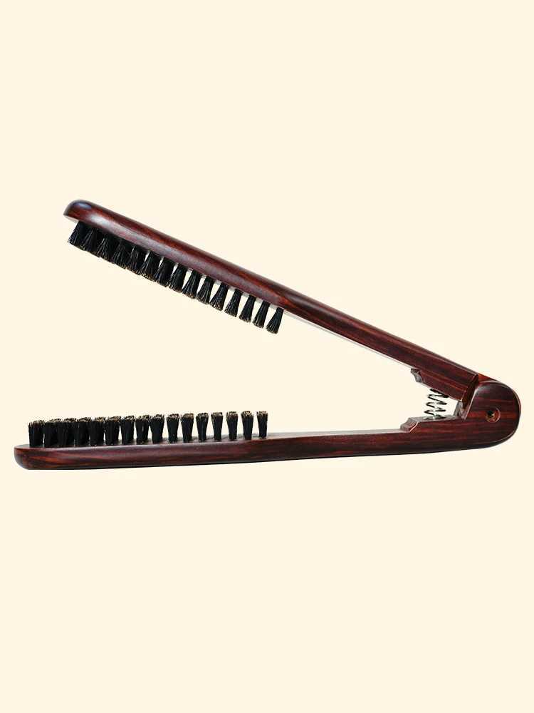 Professional straightener nylon straightener straight hair double brush V-shaped comb clip styling tool DIY W240813