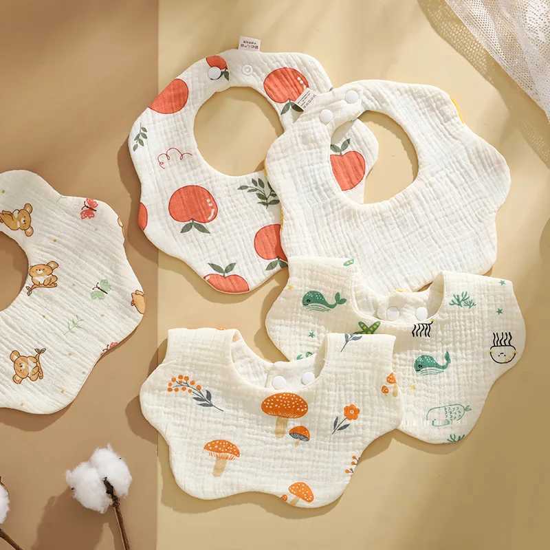 Bibs Burp Cloths Cotton Gauze Baby Feeding Bibs Summer Soft Petal Infants Print Saliva Towel Newborn Kids Burp Cloth Bibs for Baby Girls BoysL4812
