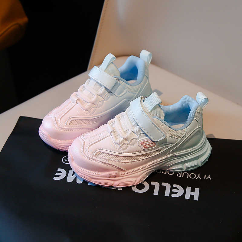 Sneakers Girls 2024 autumn new sports shoes medium and large childrens soft sole anti slip dad shoes boys gradient student versatile shoes H240805