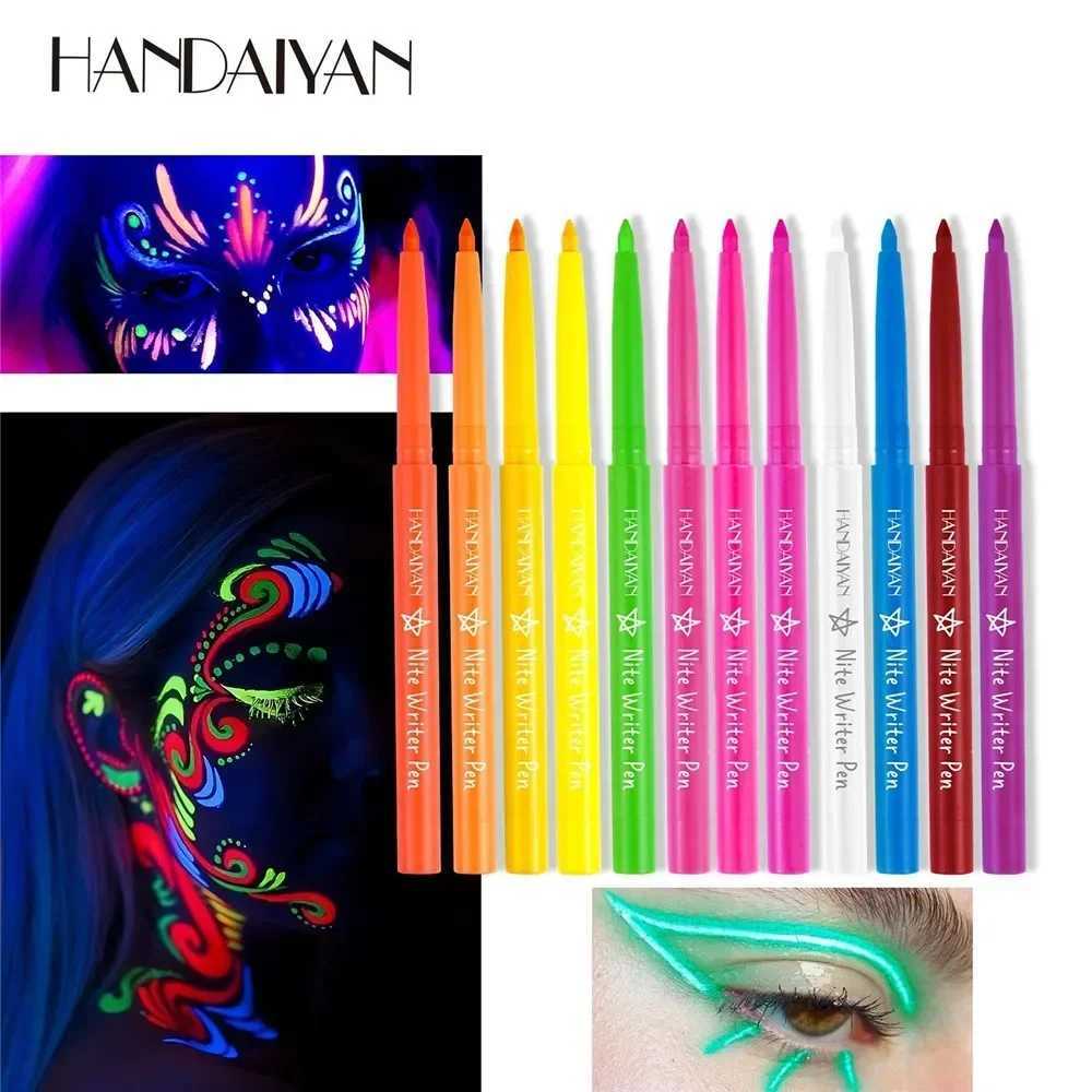 Fluorescent Eyeliner Pen 12 Colors UV Waterproof Eyeliner Gel Pen Makeup Eyeshadow Stick Halloween Face Painting Pen Cosmetics Y240813