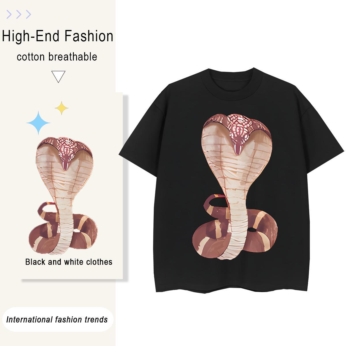 Cool Design Mens Tshirts Casual 100% Cotton 230g Anime Print Crew Neck Breathable snake Man T Shirts 2024 DIY Wear