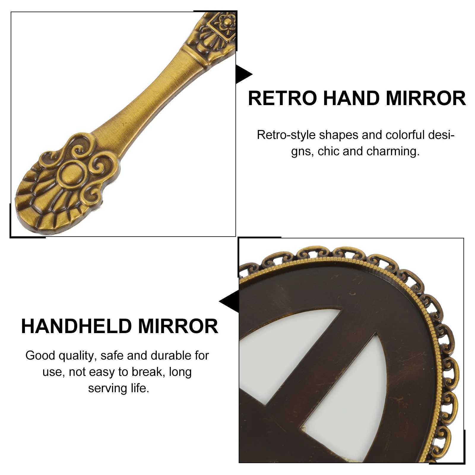 Handheld compact mirror makeup mirror with handheld countertop mirror small makeup beauty female hand retro compact travel W240813