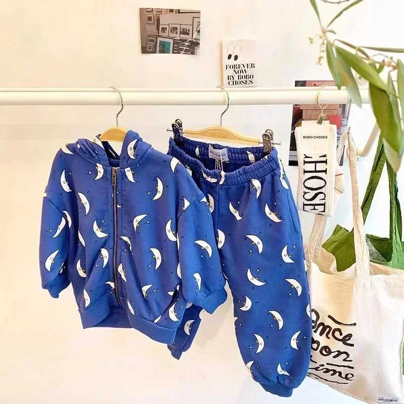 INS Fashion Child Sweatshirt Cotton Fleece Baby Boy Zipper Jacket Hoodies Pants Set 2024 Autumn New Childrens ClothingY240814