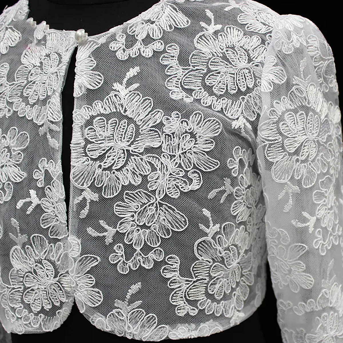 Simple Wrap Jacket Long Sleeve Button Bride Jackets Sheer O Neck Lace Bridal Cloak Formal Wedding Accessories Custom Made