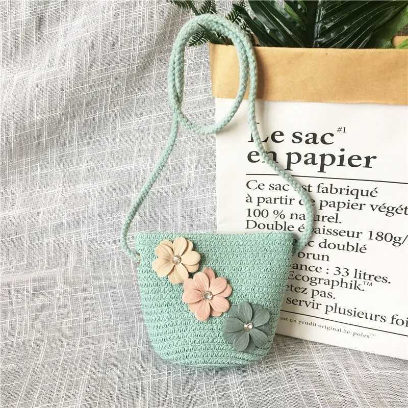 Childrens turf woven messenger bag cute girls small wallet handbag baby mini shoulder bag princess wallet childrens wallet W240813