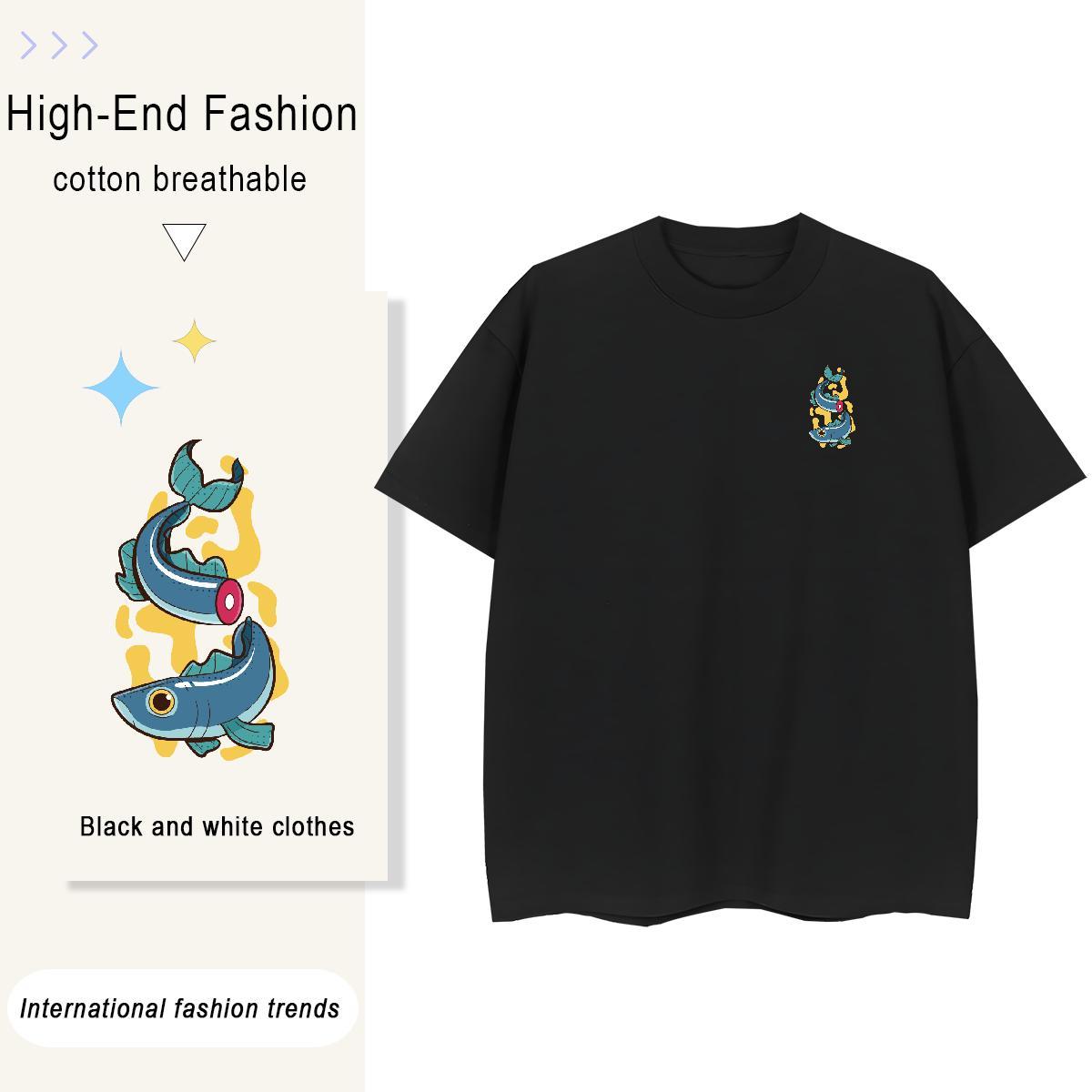 T Shirts Men 230g Pure Cotton fish Casual Daily Wear Breathable Soft DIY Anime Tshirts Factory Direct High Quality Clothings