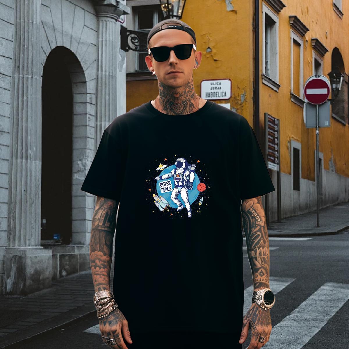 Mens T Shirts 230g Pure Cotton universe Home Outdoor Breathable Crew Neck DIY Printed Mens Tshirts Fashion Designer Brand Clothings