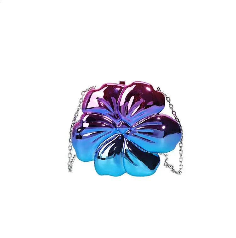 Fashion Acrylic Evening Bag Floral Shape Shoulder Crossbody Bag For Women Chain Sliver Handbags Ladies Wedding Clutch 240813