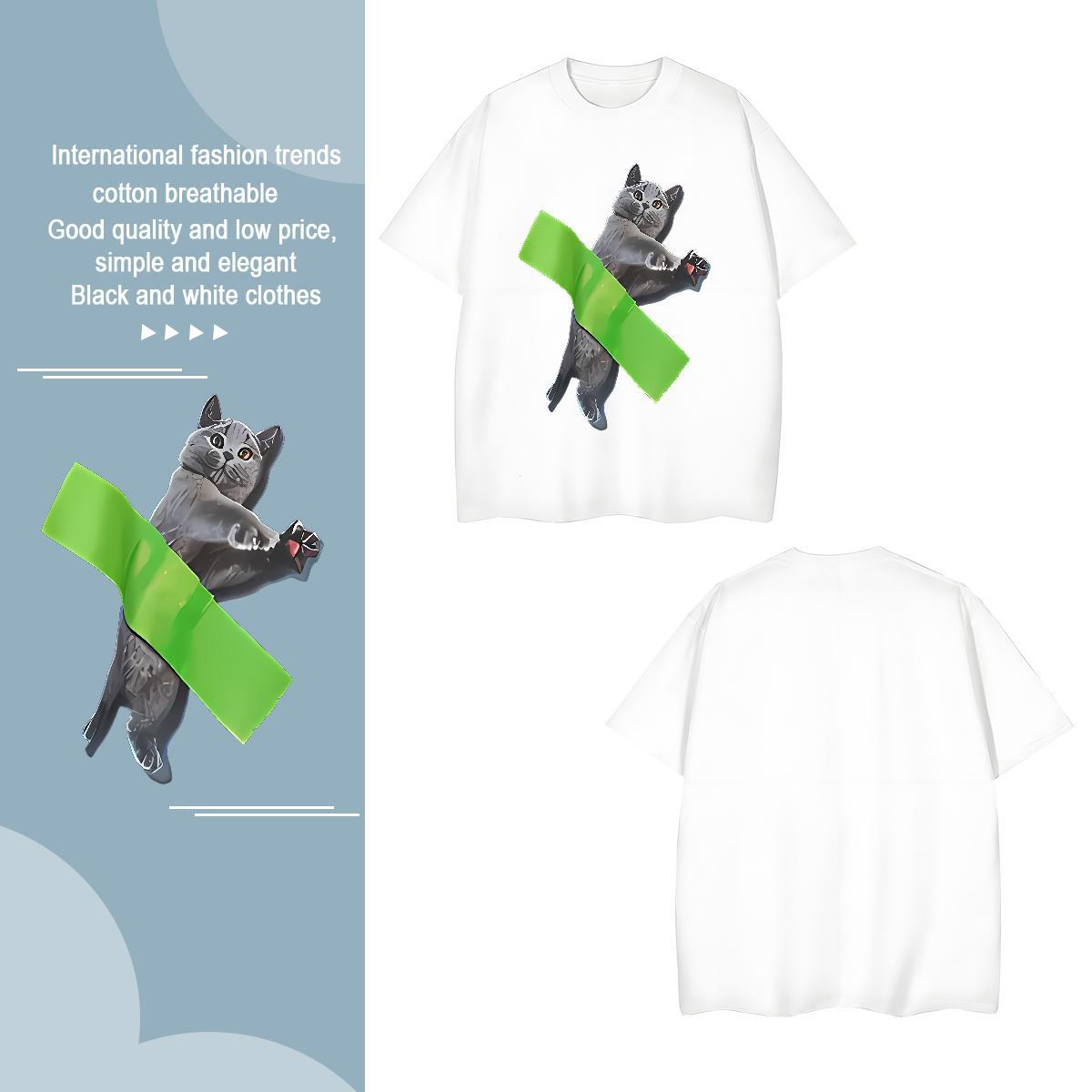 Designer T Shirt For Man cat Pure Cotton Casual Plus Size Custom 230g Pure Cotton Men Tees 2024 Designer Top Tees