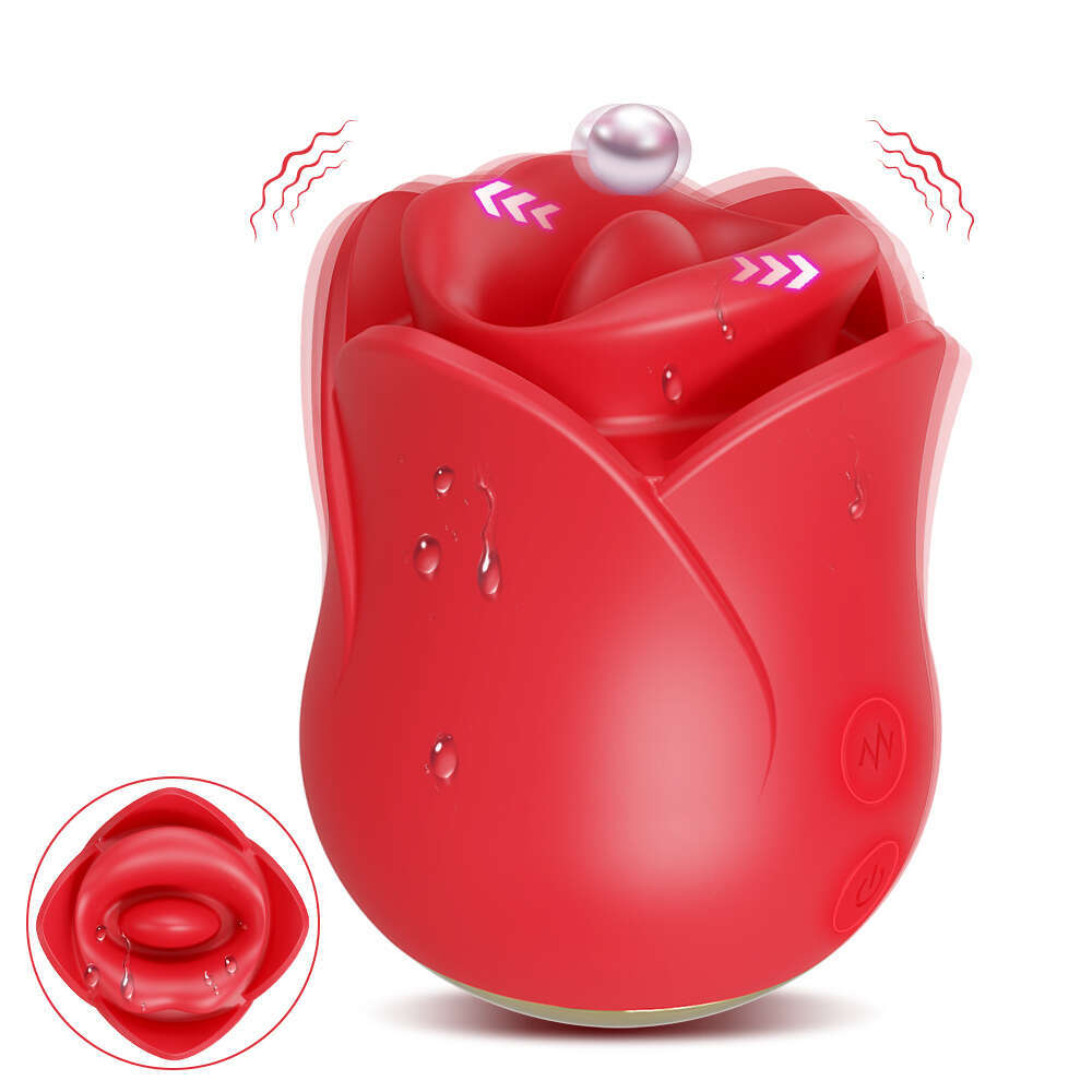 Rose-Toy Oral Biting Vibrator Female with Tongue Licking Powerful Sucker Clitoris Stimulator Adults Goods Sex Toys for Women