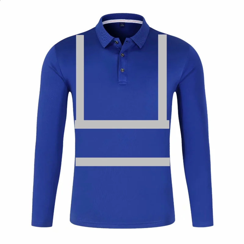 Hi Vis Safety Work Polo Shirt Reflective Construction Shirts for Men Quick Dry Long Sleeve Shirt Men Outdoor 240814