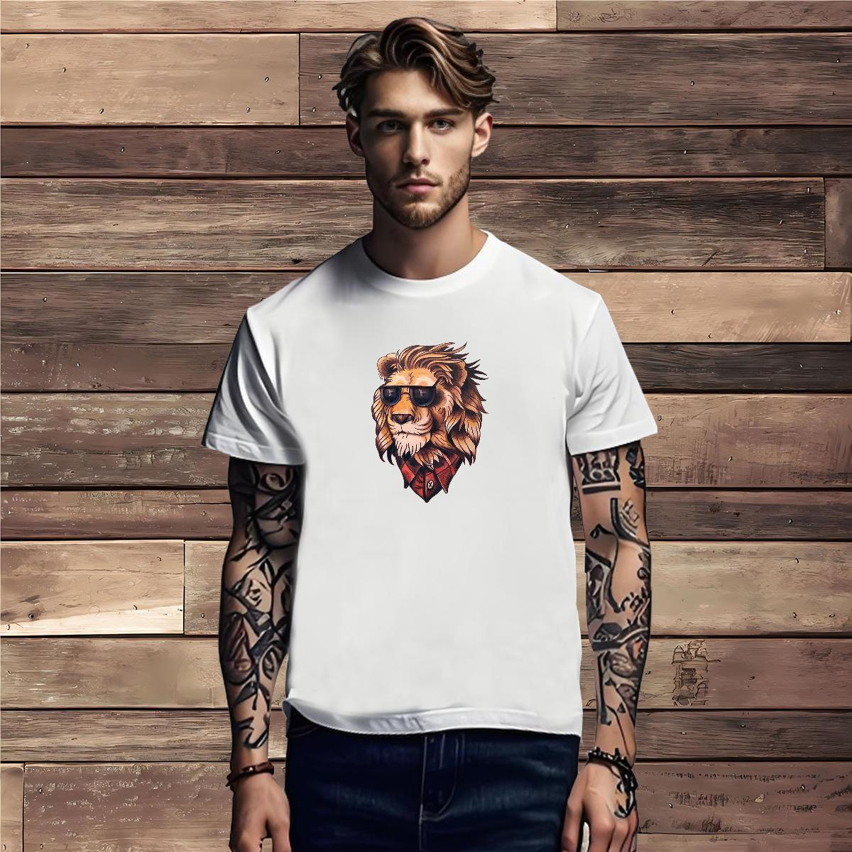 Mens T Shirts 230g Pure Cotton lion Beach Breathable Soft DIY Men Tees Stylist Brand Tee Shirt