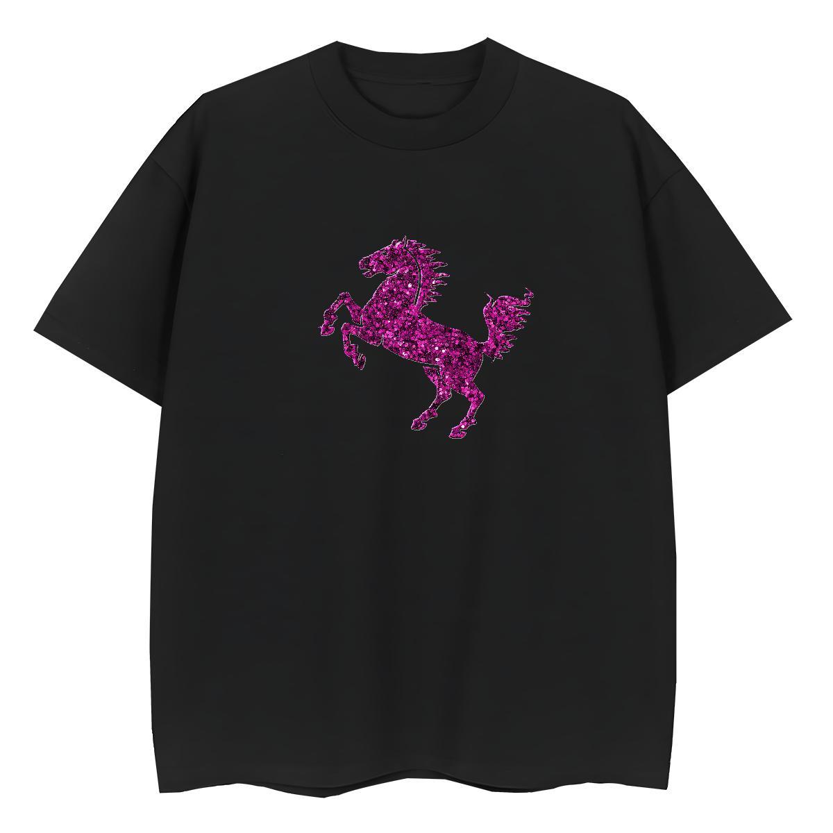 Free Shipping T Shirt For Man horse O Neck Short Sleeves Casual Beach DIY Logo Oversized 100% Cotton 230g Couples T Shirts Classic Casual Tops