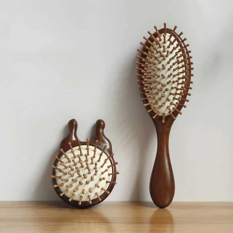 Golden thread green sandalwood air bag comb air pad anti-static massage wood comb curly hair brush curly hair brush W240813