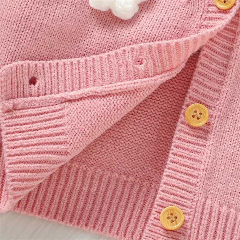0-36M womens cardigan long sleeved V-neck button closure winter warm knit sweater W240813