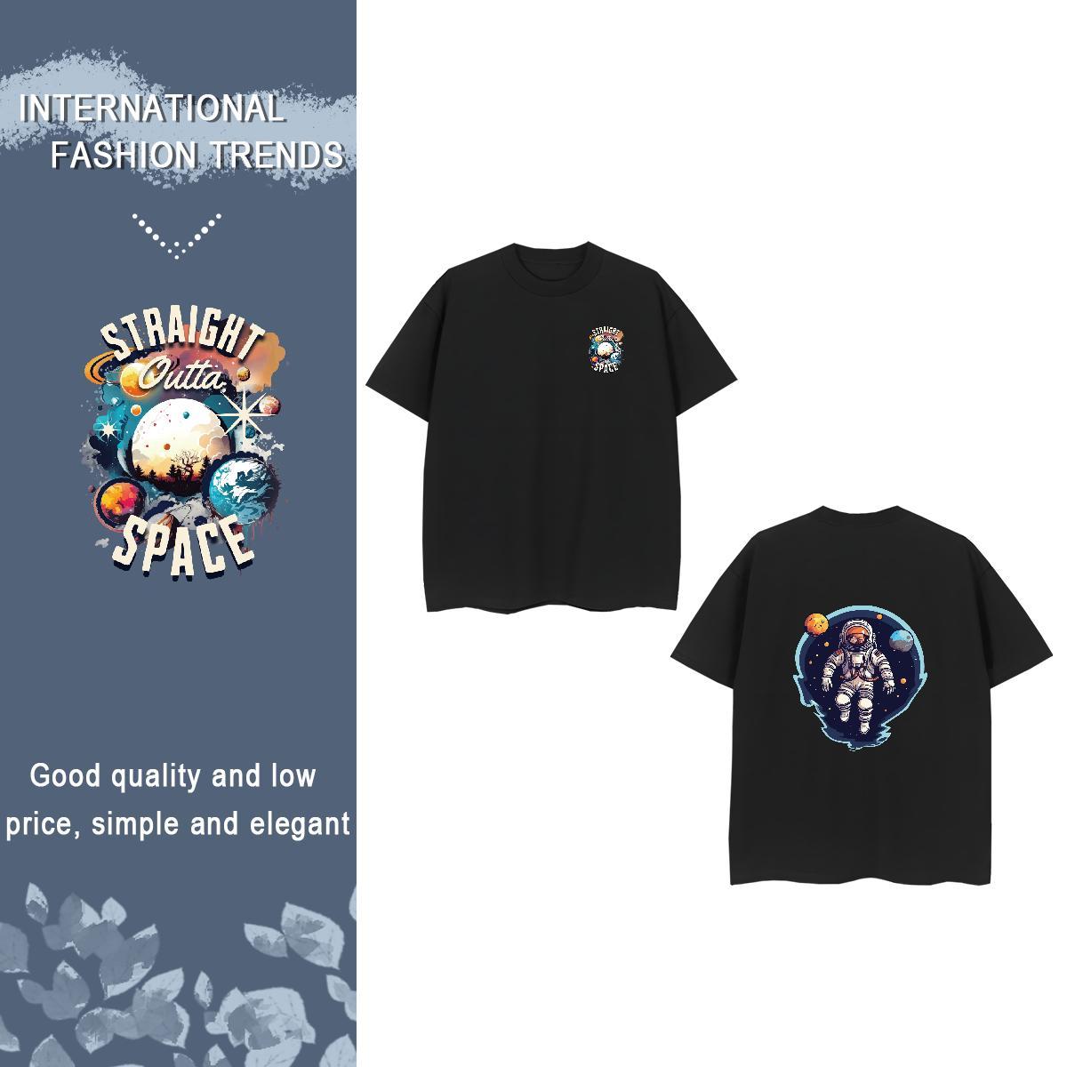 T Shirts Men 230g Cotton cosmonaut Street Casual Breathable Short Sleeve DIY Printed Couples T Shirts Customized Classic Tops Tees