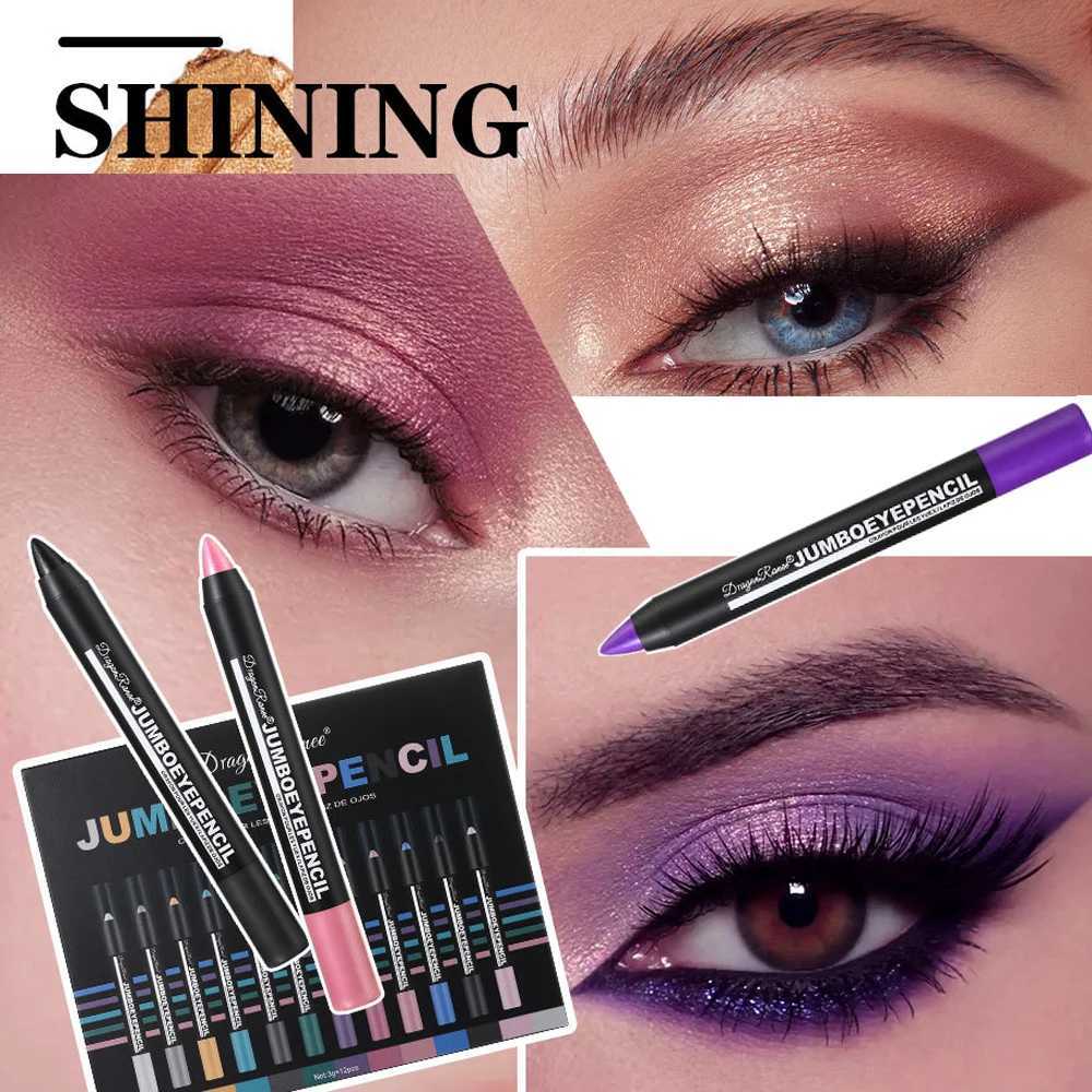 12Pcs Highlighter Eyeshadow Pencil Set Waterproof Glitter Eye Shadow Lying Silkworm Makeup Pigment Cosmetics White Eyeliner Pen Y240813