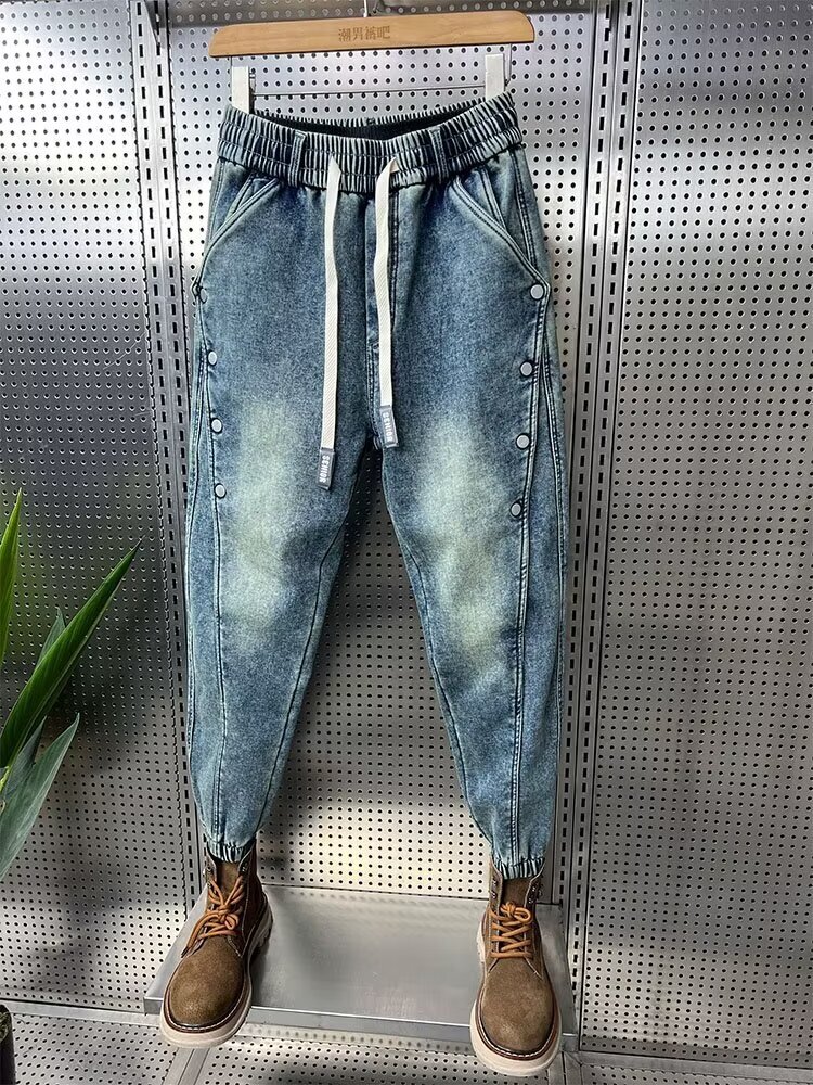 49 American summer jeans men's cropped versatile design trendy fashion slim casual pants
