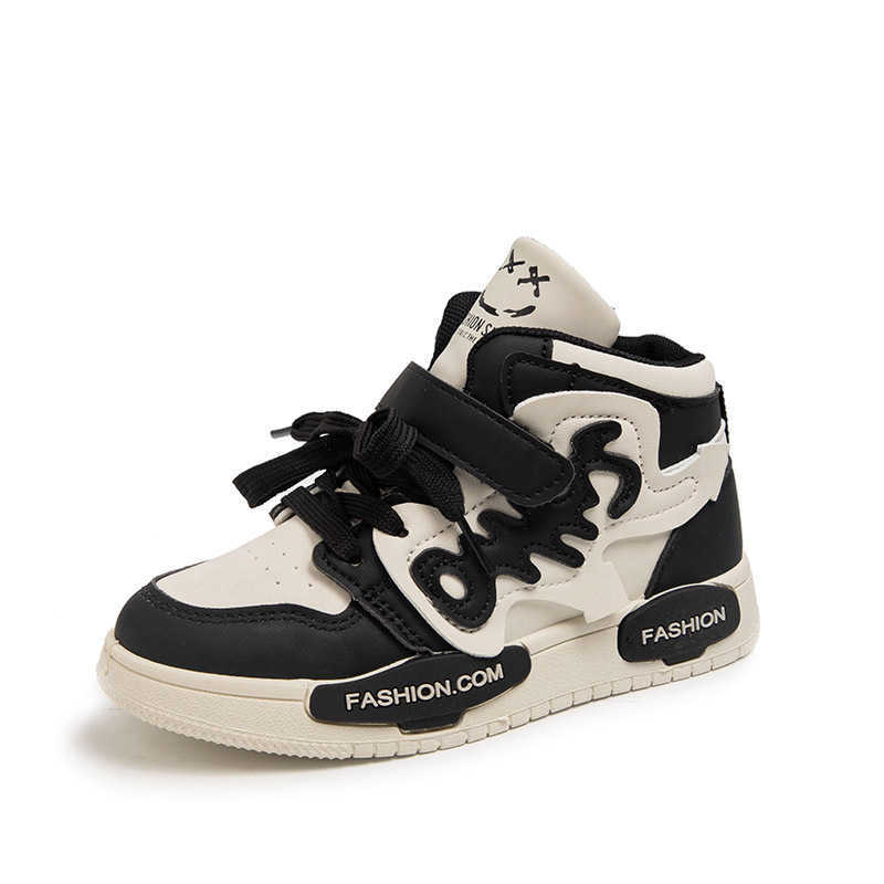 Sneakers Childrens board shoes 2023 Spring and Autumn new fashionable boys mid size childrens western-style high top childrens shoes girls panda shoes