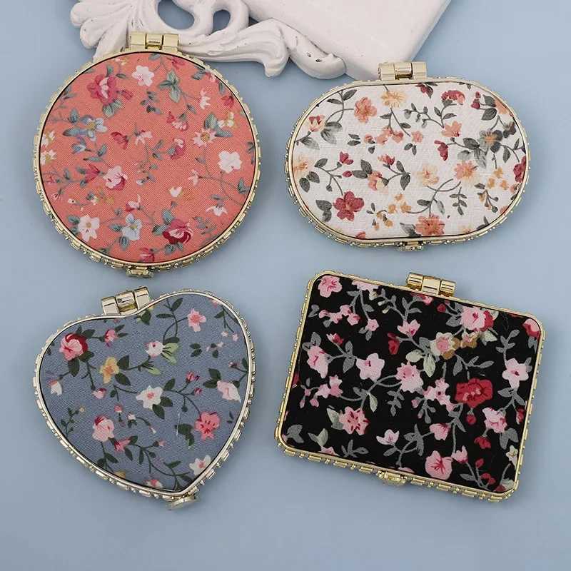 1 Mini Makeup Compact Pocket Flower Mirror Portable Double sided Folding Makeup Mirror Womens Retro Makeup Mirror Gift W240813