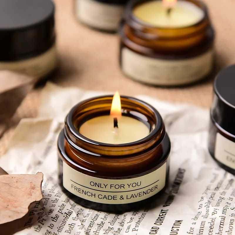30g Aromatherapy Candle Natural Plant Rose Oil Glass Stand Birthday Candle Fragrance Candle Making Family Hotel Wedding Decoration W240813