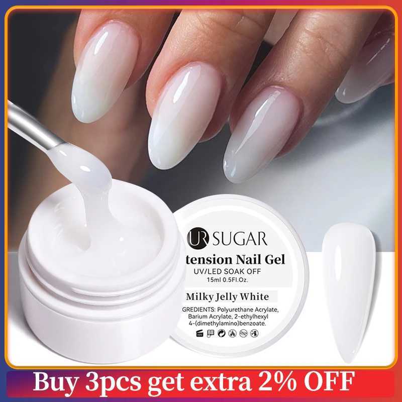 UR SUGAR Milky White Clear Pink Color 15ml Jelly Extension Nail Gel Polish Soak Off UV LED Gel Varnish Manicure Tips ToolsM240814