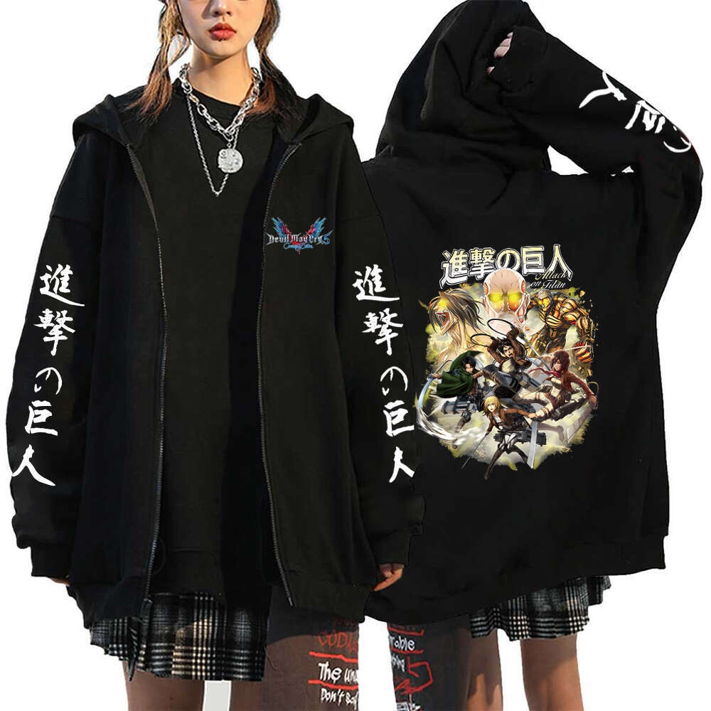 Attack Anime On Titan Men Women Zip Hoodies Yeager Eren Printed Hooded Plus Size Sweatshirt Haruku Winter Warm Pullover