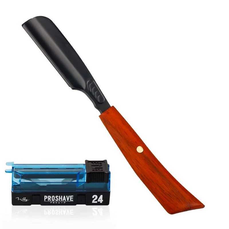 Japanese Feather Razor Mahogany Straight Handle Vintage Manual Change Blade Shaving Razor Retro Folding Knife And BladesM240814