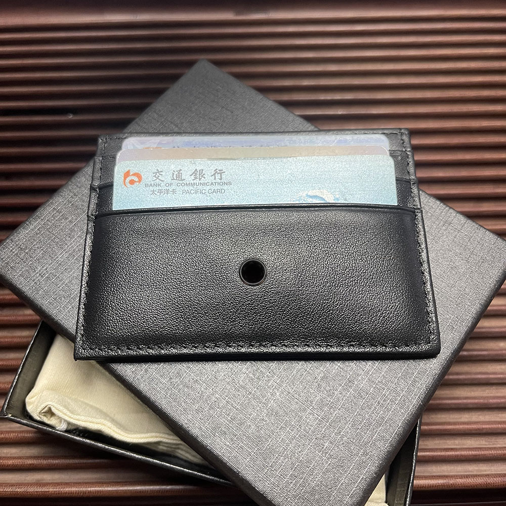 Men's Card Holder Wallet Luxury Designer Purse Unisex Black Granular Pattern Genuine Leather Portafoglio Portefeiille