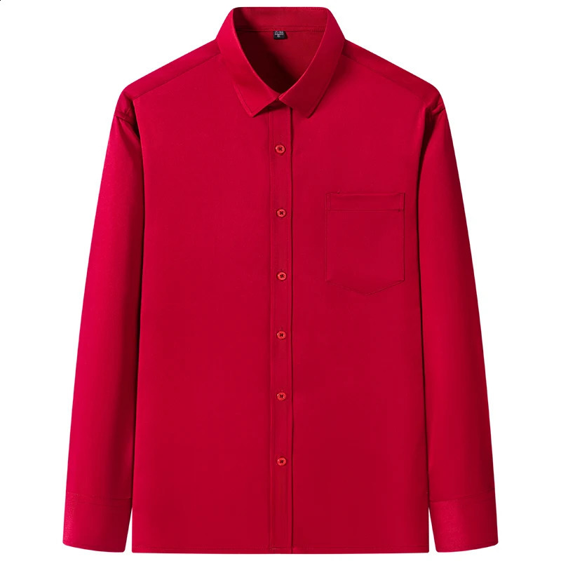 Solid Color Foursided Stretch Long-sleeved Shirt Spring And Autumn Square Collar Business Casual Versatile Men Clothing 240814