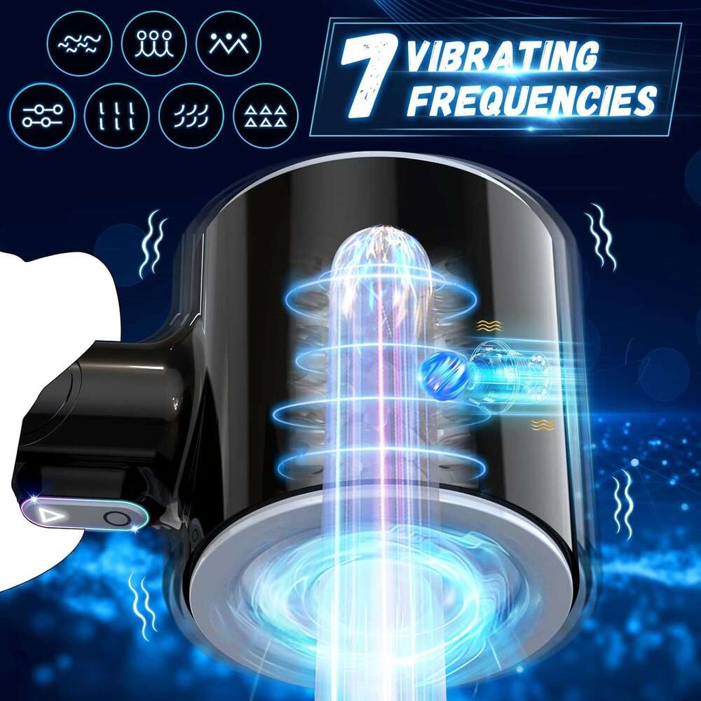 Automatic male device, Foreglass Stronking male device cup with 7 powerful thrust and vibration modes, men's machine pocket massager sex toy