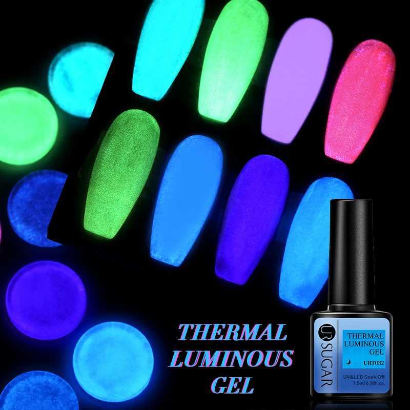 UR SUGAR 7.5ml Lumious Thermal Gel Nail Polish Glow In Dark Temperatural Changing Gel Soak Off UV LED Nail Art Gel VarnishM240814