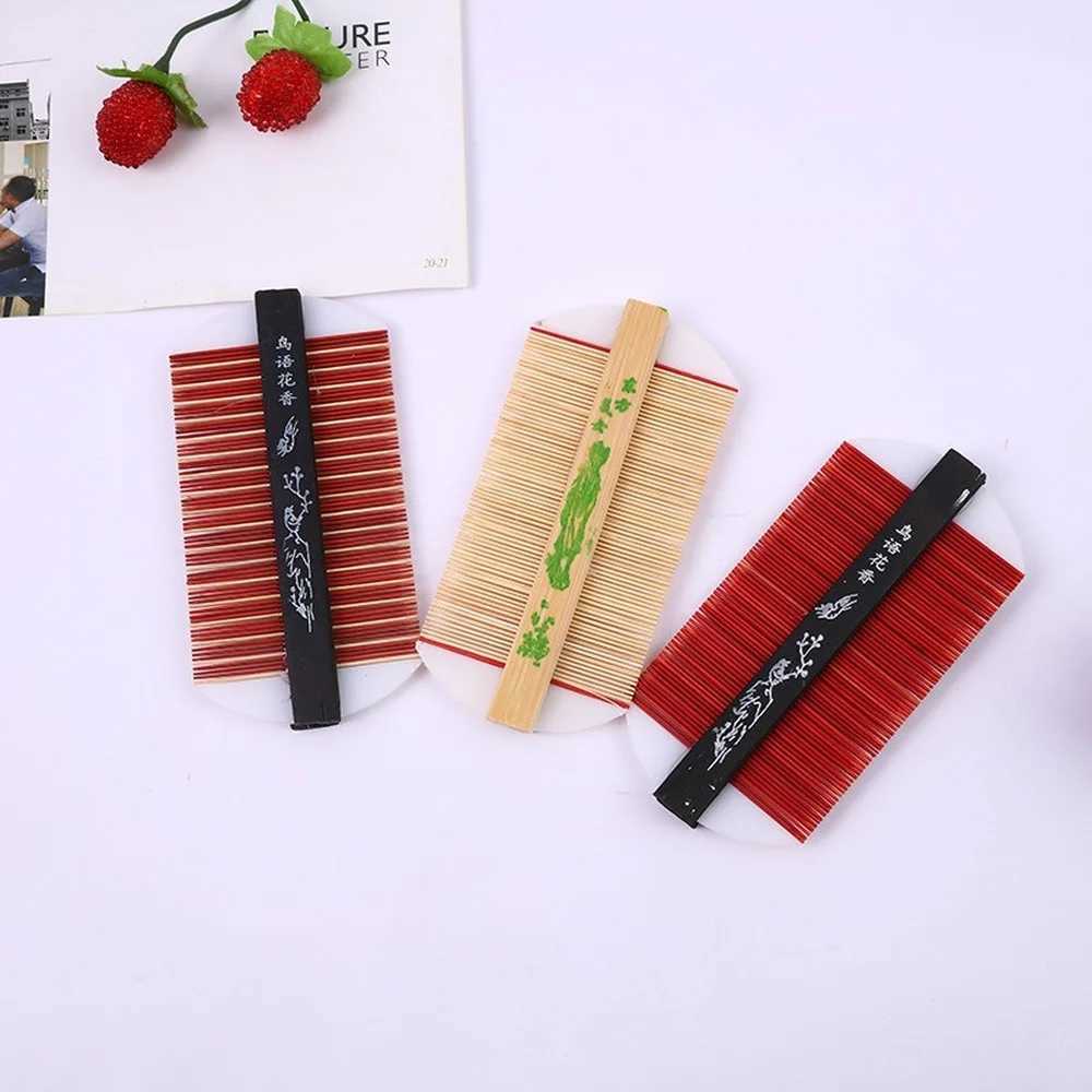 Chinese traditional bamboo lice comb handmade thick comb rose to remove itching scratch head flea Cootie comb W240813