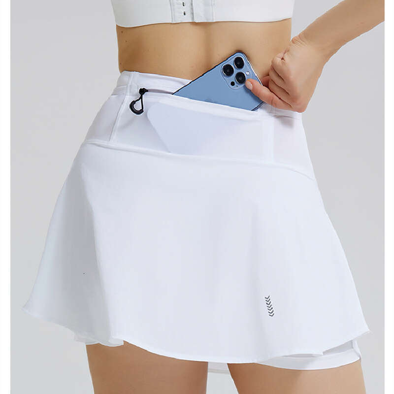 High Women Waist Double Layer Skirt Mesh Pocket Sports Golf Tennis Skirts Fiess Running Short Athletic Workout Skort s