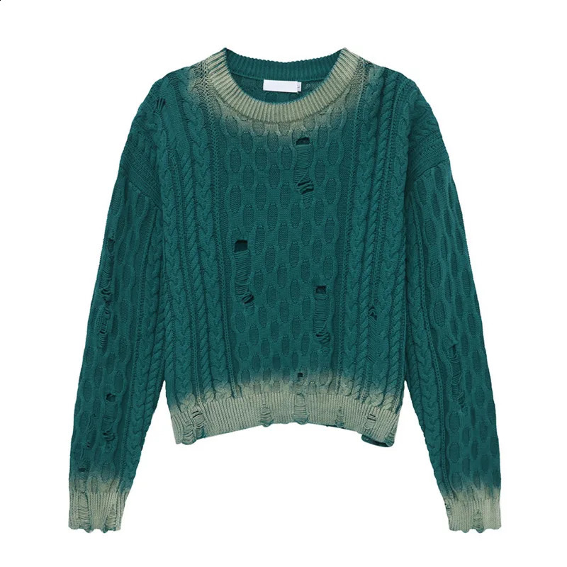 SYUHGFA Korean Style Mens Wear Sweater Autumn Round Collar Hollow Out Hole Knitted Top Vintage Male Top 240814